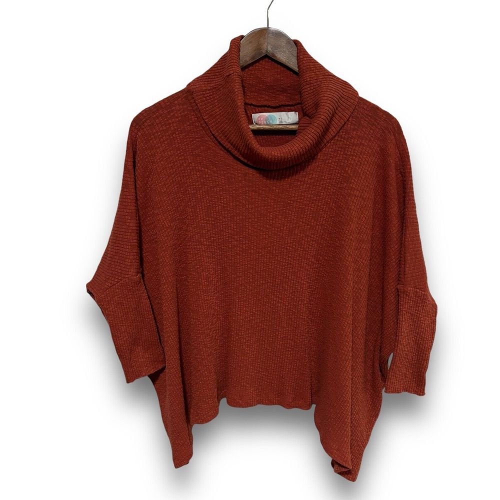 Free People Rust Cowl Neck Sweater